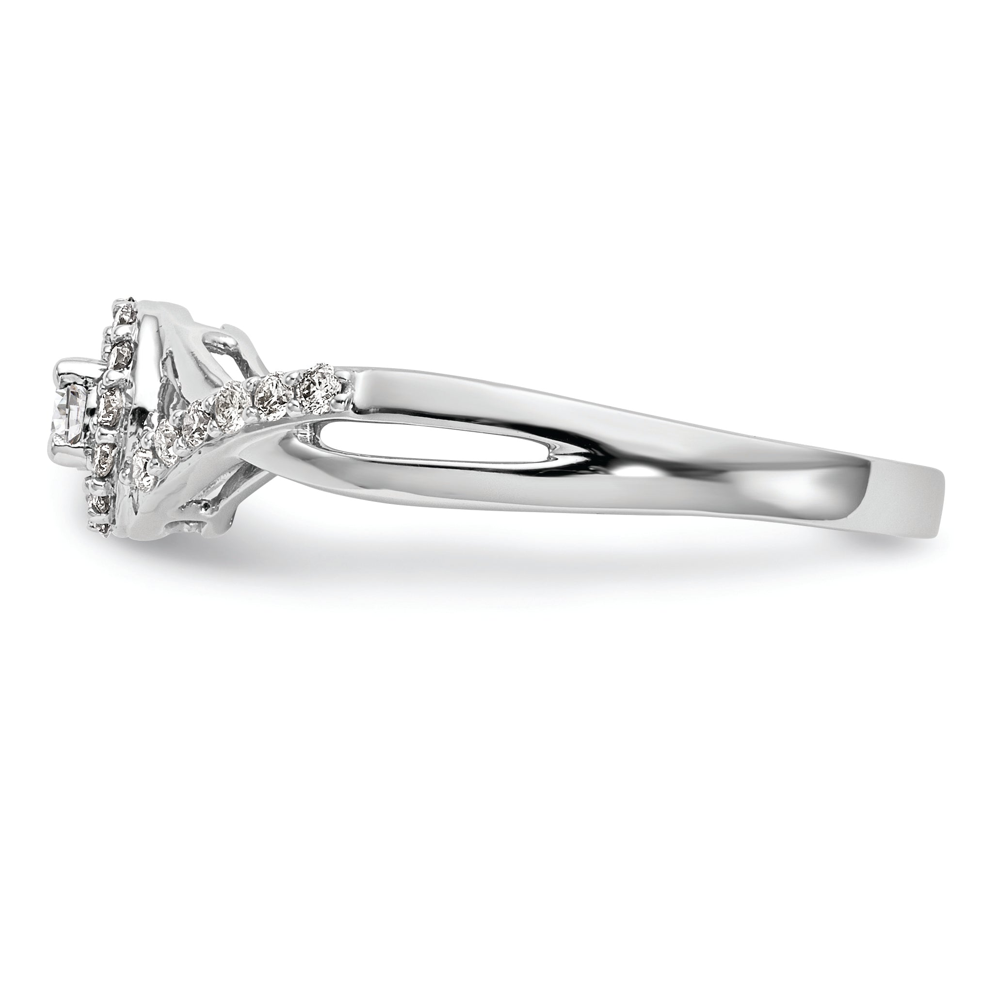10K White Gold Halo (Holds 1/10 Carat (2.8mm) Round Center) 1/5 Diamond Semi Mount Engagement Ring