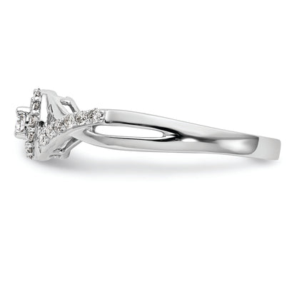 10K White Gold Halo (Holds 1/10 Carat (2.8mm) Round Center) 1/5 Diamond Semi Mount Engagement Ring