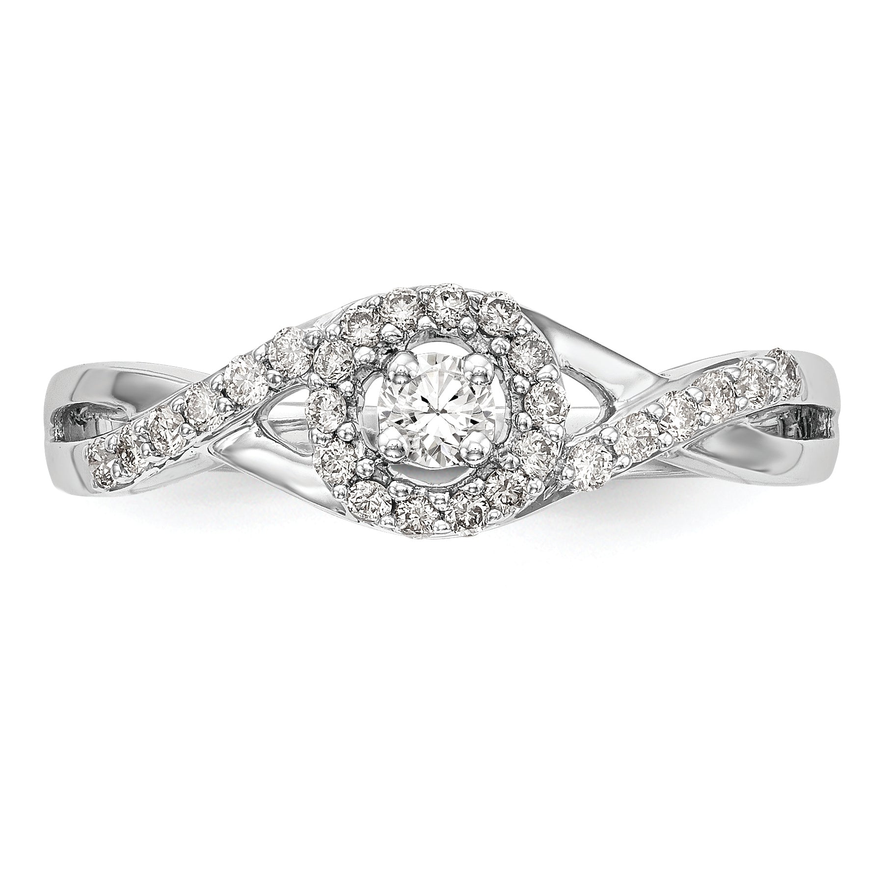 10K White Gold Halo (Holds 1/10 Carat (2.8mm) Round Center) 1/5 Diamond Semi Mount Engagement Ring