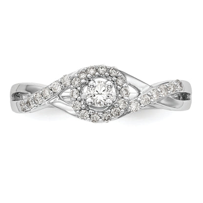10K White Gold Halo (Holds 1/10 Carat (2.8mm) Round Center) 1/5 Diamond Semi Mount Engagement Ring