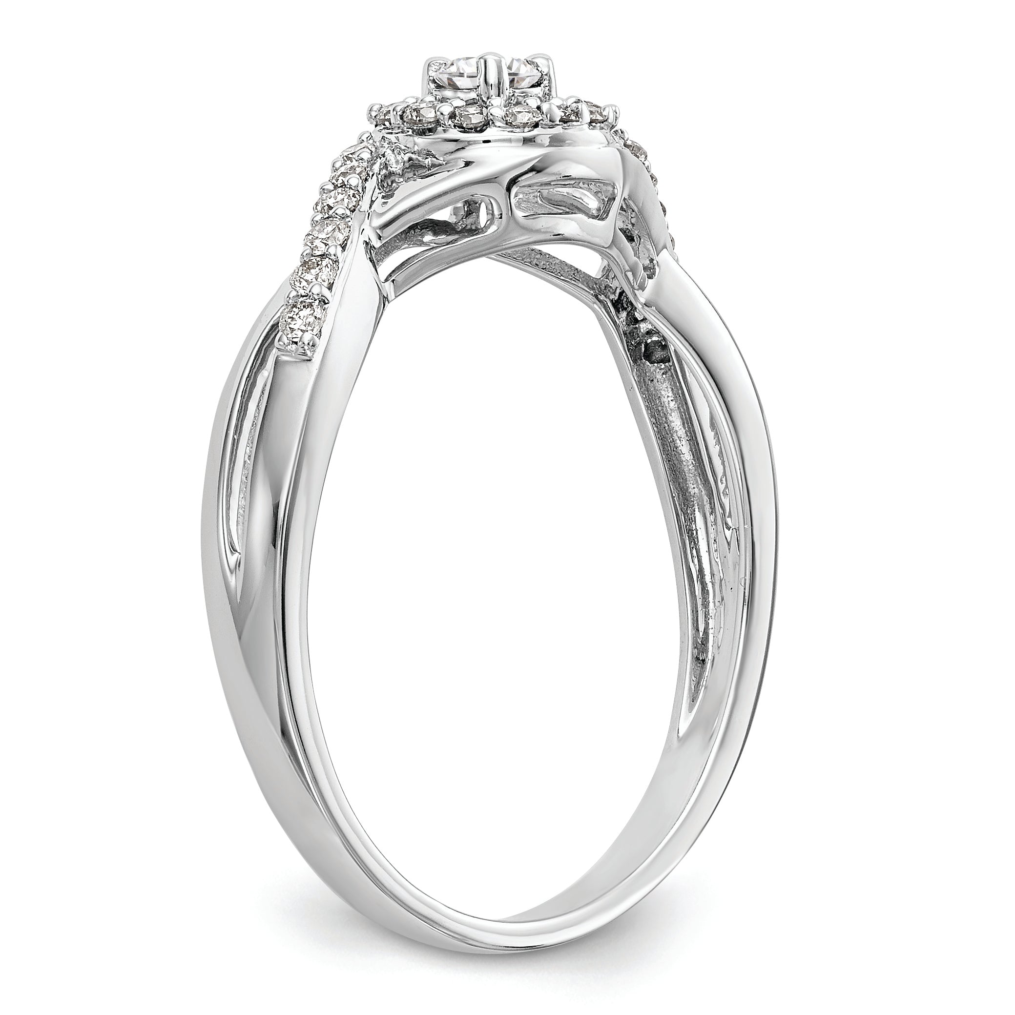 10K White Gold Halo (Holds 1/10 Carat (2.8mm) Round Center) 1/5 Diamond Semi Mount Engagement Ring