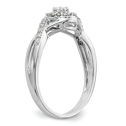 10K White Gold Halo (Holds 1/10 Carat (2.8mm) Round Center) 1/5 Diamond Semi Mount Engagement Ring