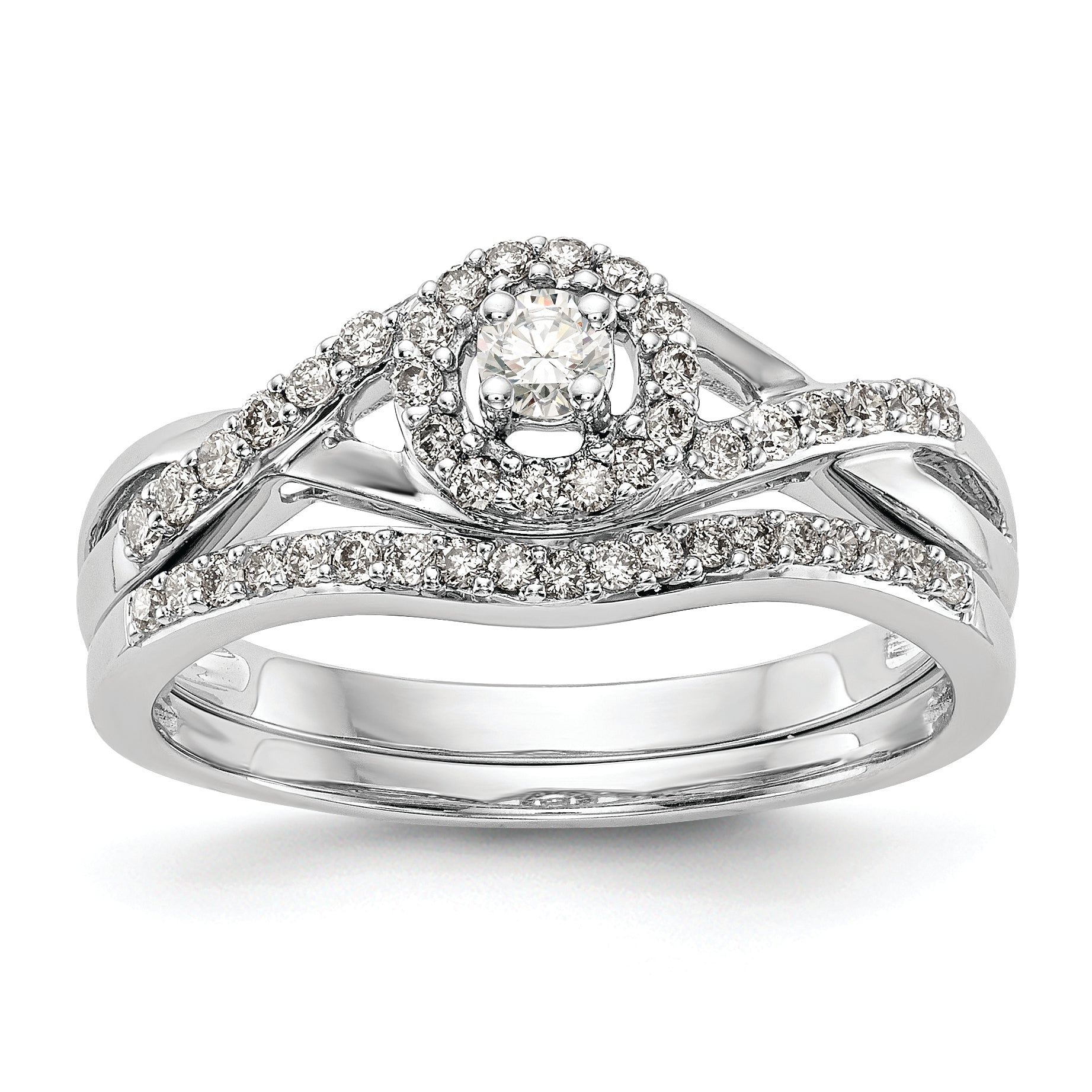 10K White Gold Halo (Holds 1/10 Carat (2.8mm) Round Center) 1/5 Diamond Semi Mount Engagement Ring
