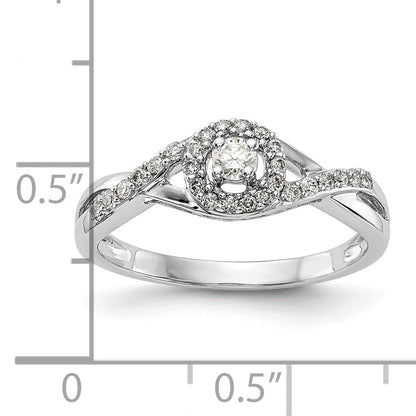 10K White Gold Halo (Holds 1/10 Carat (2.8mm) Round Center) 1/5 Diamond Semi Mount Engagement Ring
