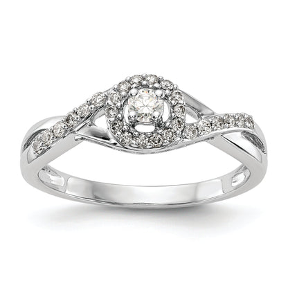 10K White Gold Halo (Holds 1/10 Carat (2.8mm) Round Center) 1/5 Diamond Semi Mount Engagement Ring