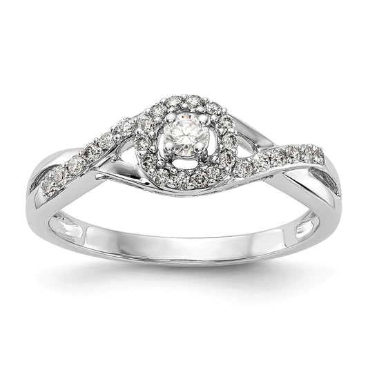 10K White Gold Halo (Holds 1/10 Carat (2.8mm) Round Center) 1/5 Diamond Semi Mount Engagement Ring