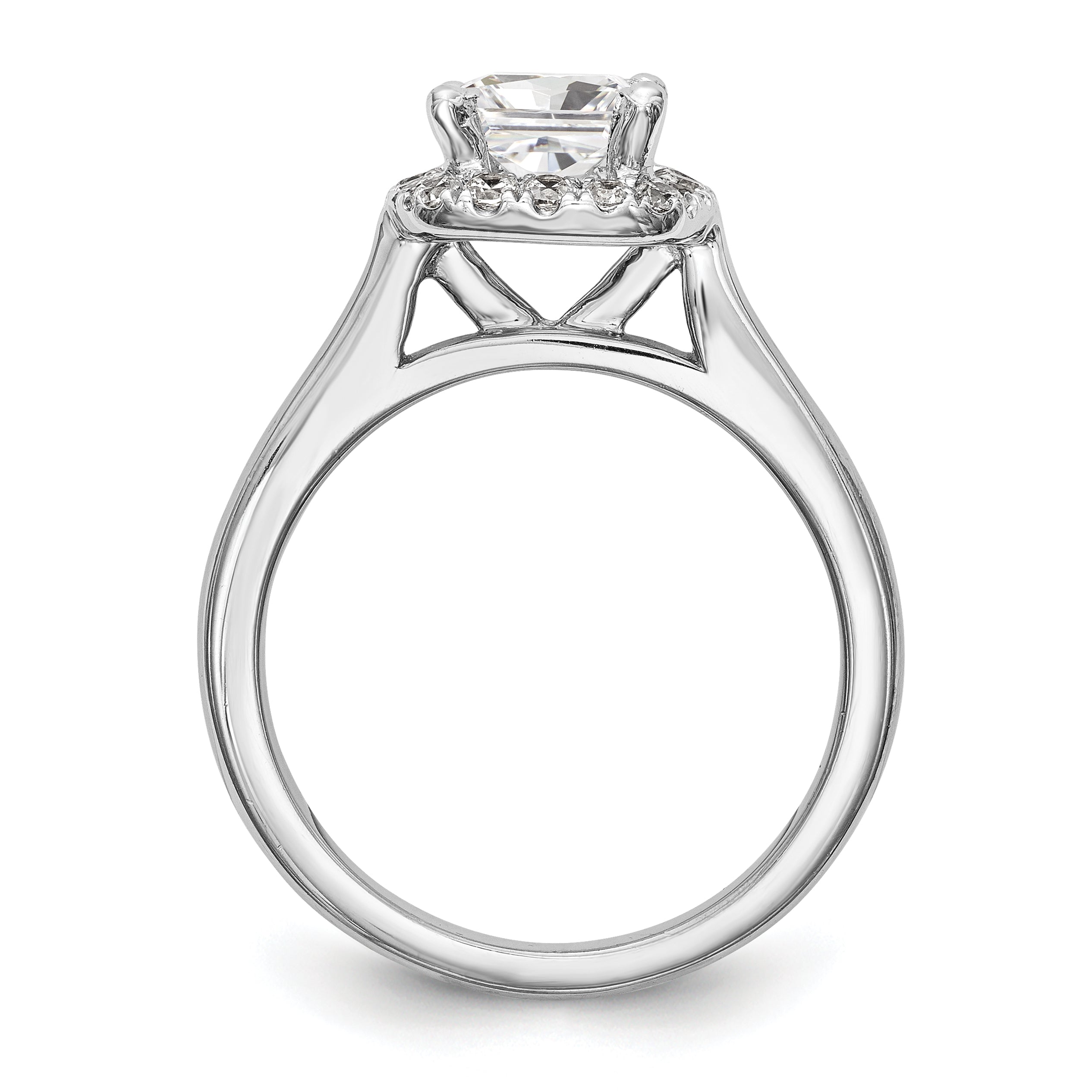 Platinum Princess Diamond Semi Mount Cushion Halo Engagement Ring