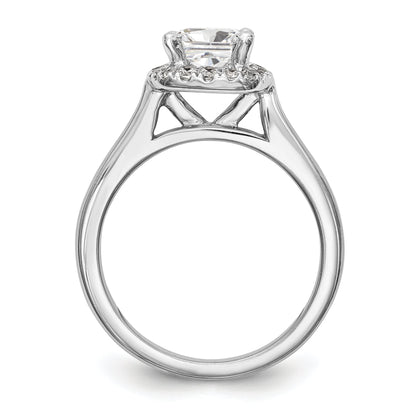 Platinum Princess Diamond Semi Mount Cushion Halo Engagement Ring