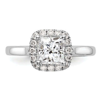 Platinum Princess Diamond Semi Mount Cushion Halo Engagement Ring