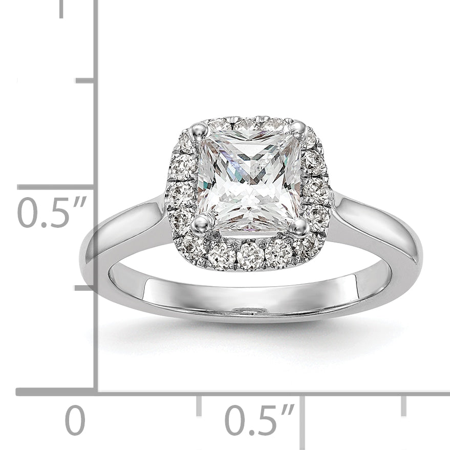 Platinum Princess Diamond Semi Mount Cushion Halo Engagement Ring