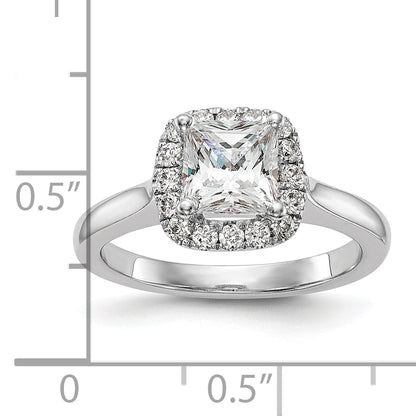 Platinum Princess Diamond Semi Mount Cushion Halo Engagement Ring