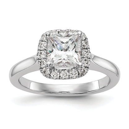 Platinum Princess Diamond Semi Mount Cushion Halo Engagement Ring
