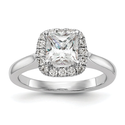 Platinum Princess Diamond Semi Mount Cushion Halo Engagement Ring