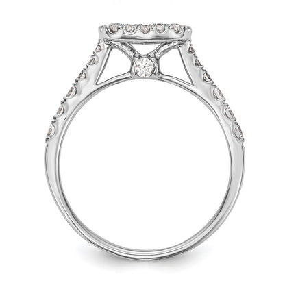 14k White Gold 1/2 Ct. Lab Grown Diamond VS/SI+ G+ Halo Peg Set Engagement Ring