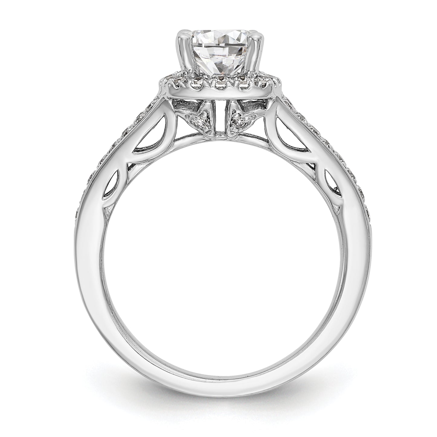 14k White Gold 3/8 Ct. Lab Grown Diamond VS/SI+ G+ 1 Ct. Center Round Halo Engagement Ring