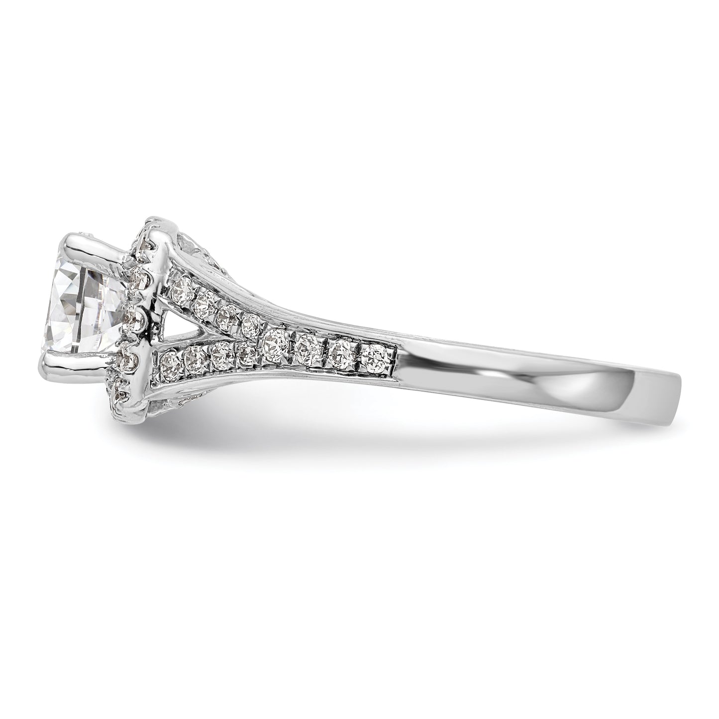 14k White Gold 3/8 Ct. Lab Grown Diamond VS/SI+ G+ 1 Ct. Center Round Halo Engagement Ring