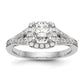 14k White Gold 3/8 Ct. Lab Grown Diamond VS/SI+ G+ 1 Ct. Center Round Halo Engagement Ring