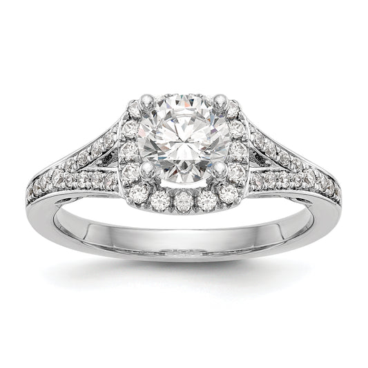 14k White Gold 3/8 Ct. Lab Grown Diamond VS/SI+ G+ 1 Ct. Center Round Halo Engagement Ring