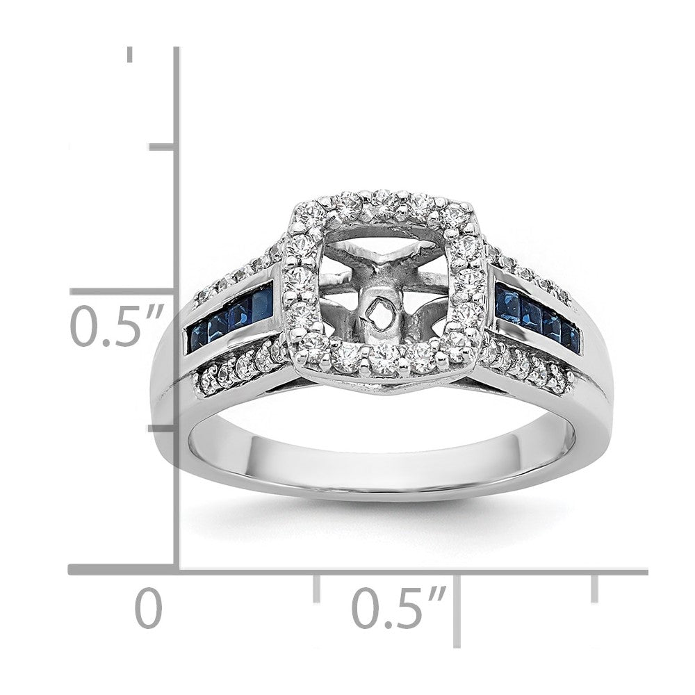 14k White Gold 1/3 Ct. Lab Grown Diamond VS/SI+ G+ and Lab Created Blue Sapphire Peg Set Engagement Ring