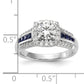 14k White Gold 1/3 Ct. Lab Grown Diamond VS/SI+ G+ and Lab Created Blue Sapphire Peg Set Engagement Ring