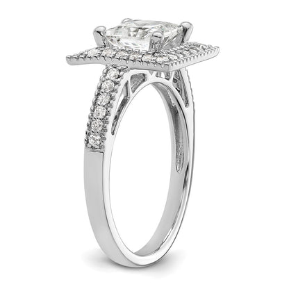 14K White Gold Halo Plus (Holds 2 Carat (7.5mm) Princess Center) 1/3 Diamond Semi Mount Engagement Ring