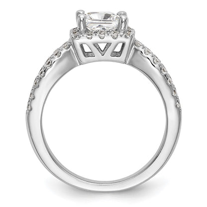 14K White Gold True Origin 3/4 Carat Lab Grown Diamond Vs/Si D E F Semi Mount Princess Halo Engagement Ring