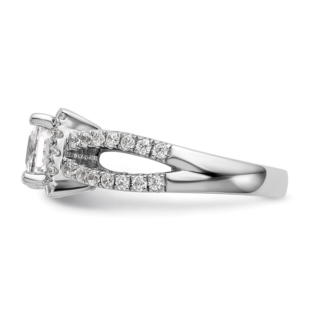 14K White Gold True Origin 3/4 Carat Lab Grown Diamond Vs/Si D E F Semi Mount Princess Halo Engagement Ring