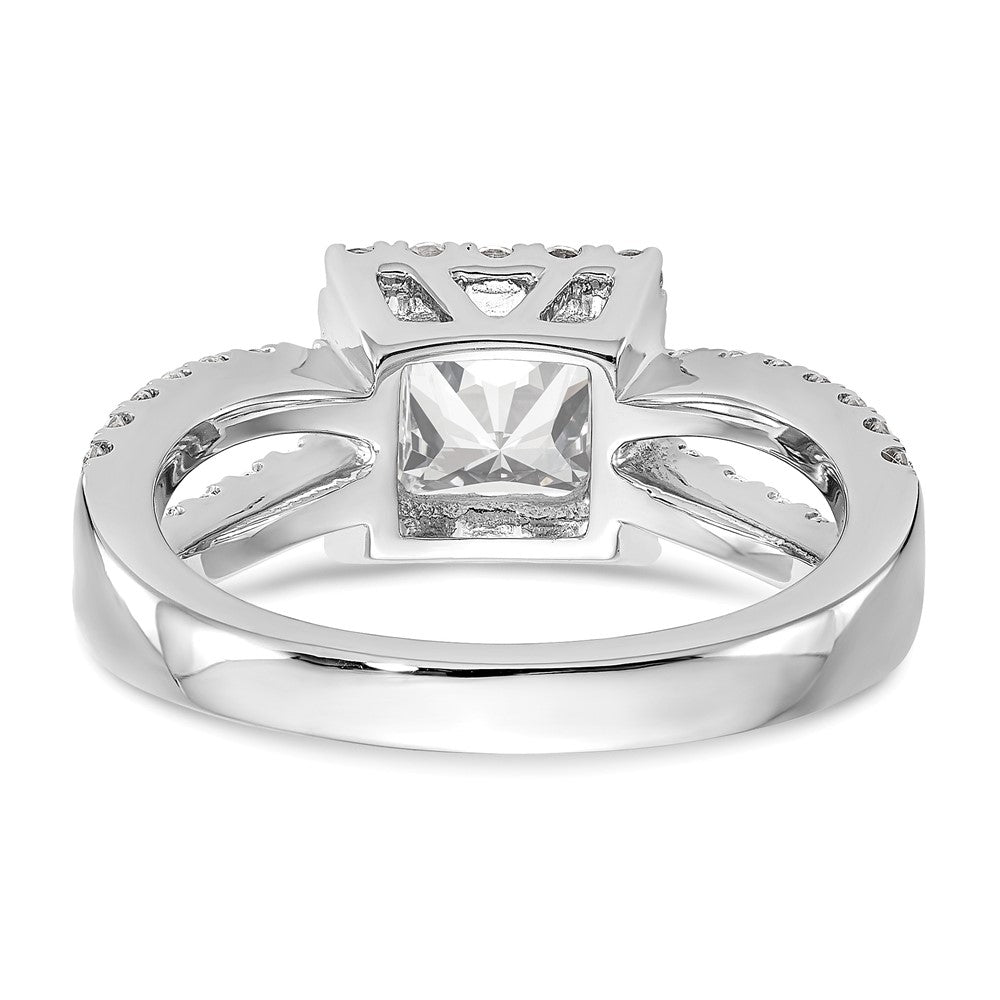 14K White Gold True Origin 3/4 Carat Lab Grown Diamond Vs/Si D E F Semi Mount Princess Halo Engagement Ring