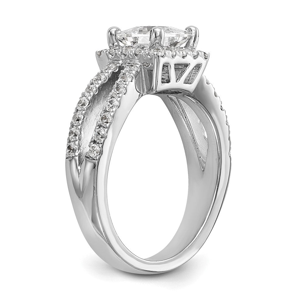 14K White Gold True Origin 3/4 Carat Lab Grown Diamond Vs/Si D E F Semi Mount Princess Halo Engagement Ring