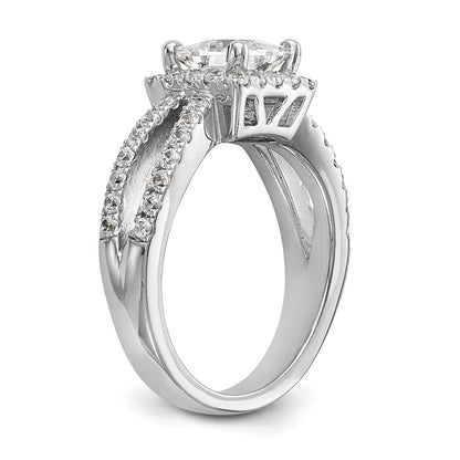 14K White Gold True Origin 3/4 Carat Lab Grown Diamond Vs/Si D E F Semi Mount Princess Halo Engagement Ring