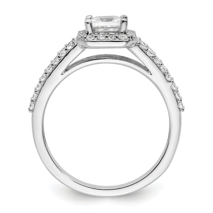 14K White Gold Halo Plus (Holds 1/2 Carat (4.5mm) Princess Center) Diamond Semi Mount Engagement Ring
