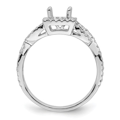 14K White Gold True Origin 1/2 Carat Lab Grown Diamond Vs/Si D E F Semi Mount Princess Halo Engagement Ring