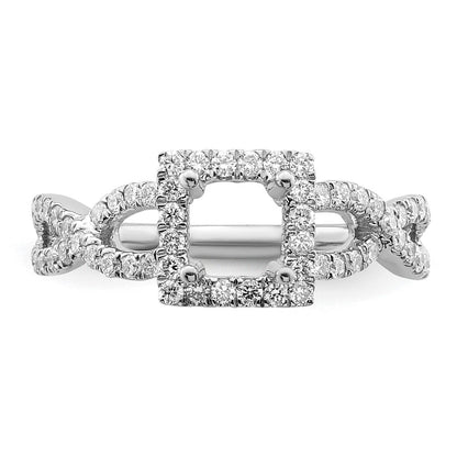 14K White Gold True Origin 1/2 Carat Lab Grown Diamond Vs/Si D E F Semi Mount Princess Halo Engagement Ring