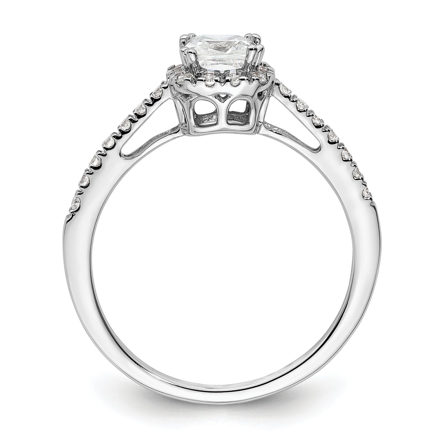 14k White Gold 1/4 Ct. Lab Grown Diamond VS/SI+ G+ 3/4 Ct. Center Cushion Engagement Ring