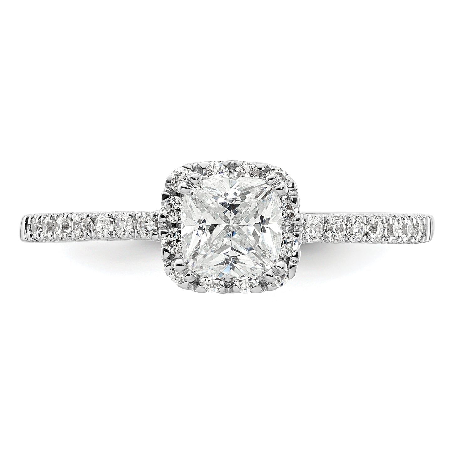 14k White Gold 1/4 Ct. Lab Grown Diamond VS/SI+ G+ 3/4 Ct. Center Cushion Engagement Ring