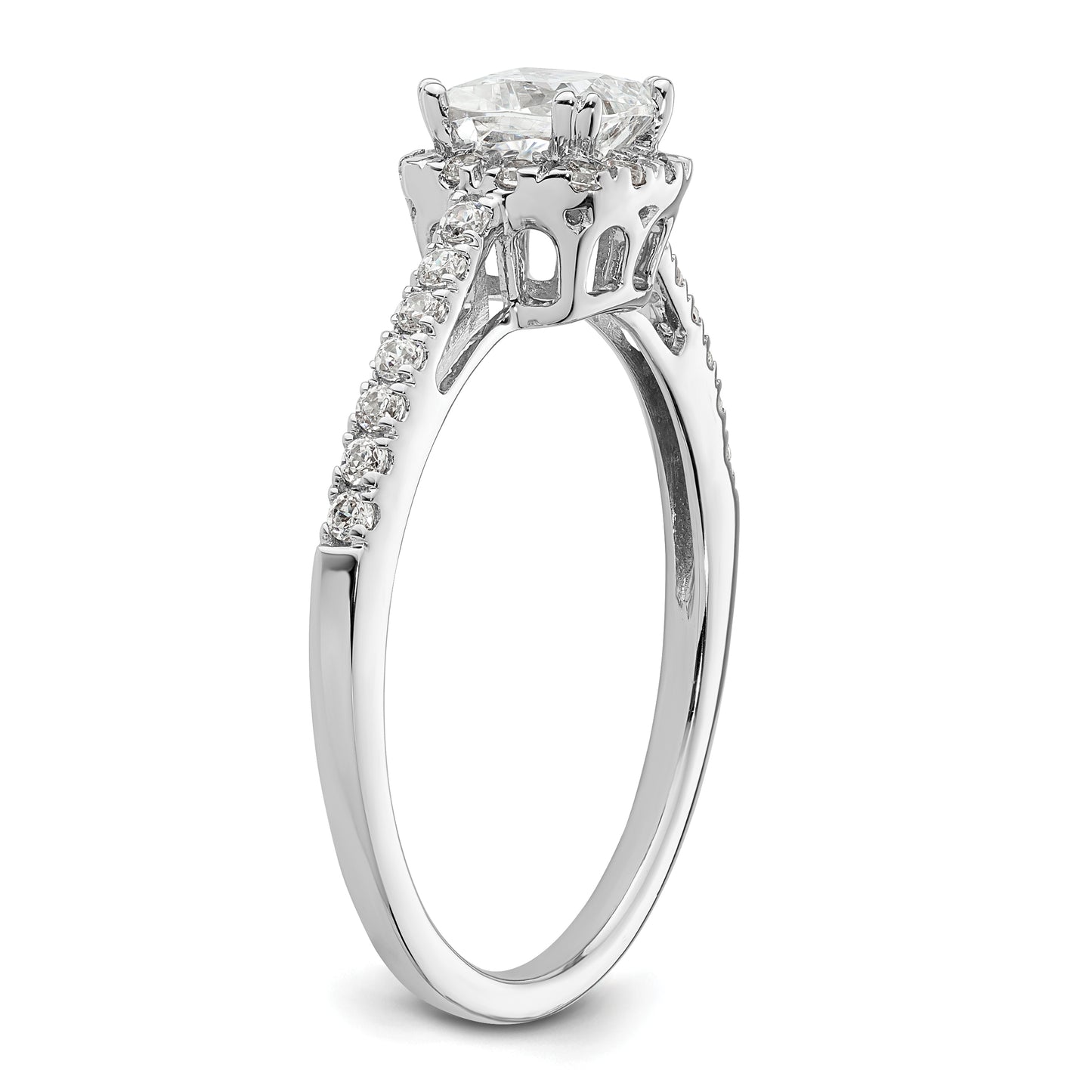 14k White Gold 1/4 Ct. Lab Grown Diamond VS/SI+ G+ 3/4 Ct. Center Cushion Engagement Ring