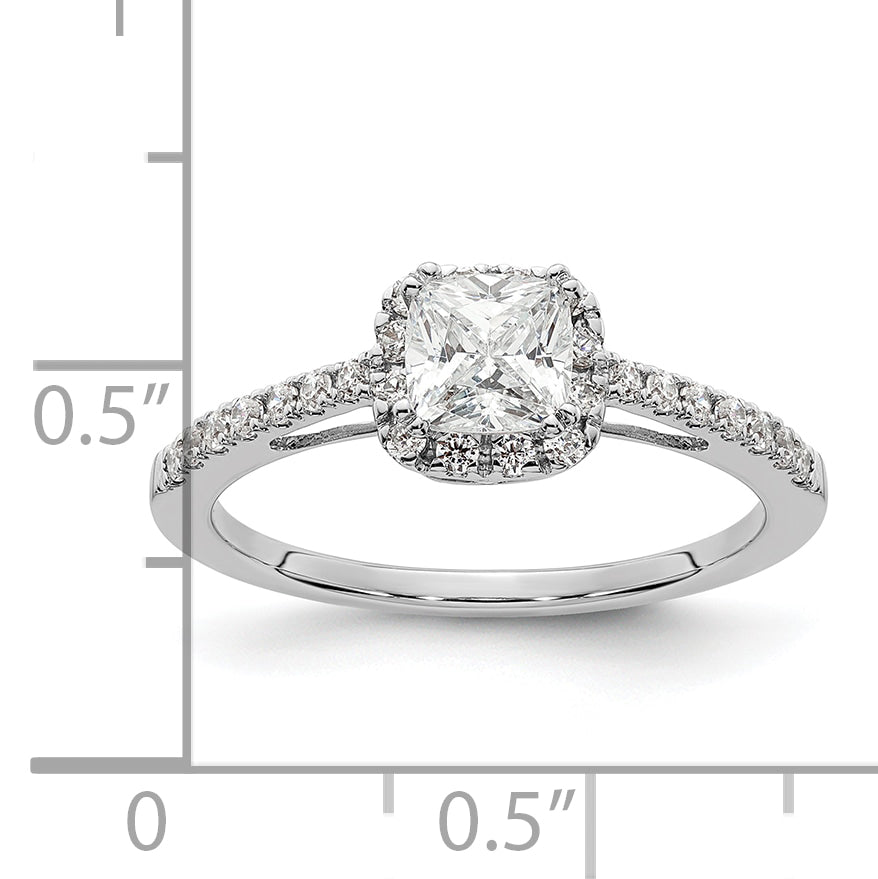 14k White Gold 1/4 Ct. Lab Grown Diamond VS/SI+ G+ 3/4 Ct. Center Cushion Engagement Ring