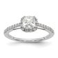 14k White Gold 1/4 Ct. Lab Grown Diamond VS/SI+ G+ 3/4 Ct. Center Cushion Engagement Ring