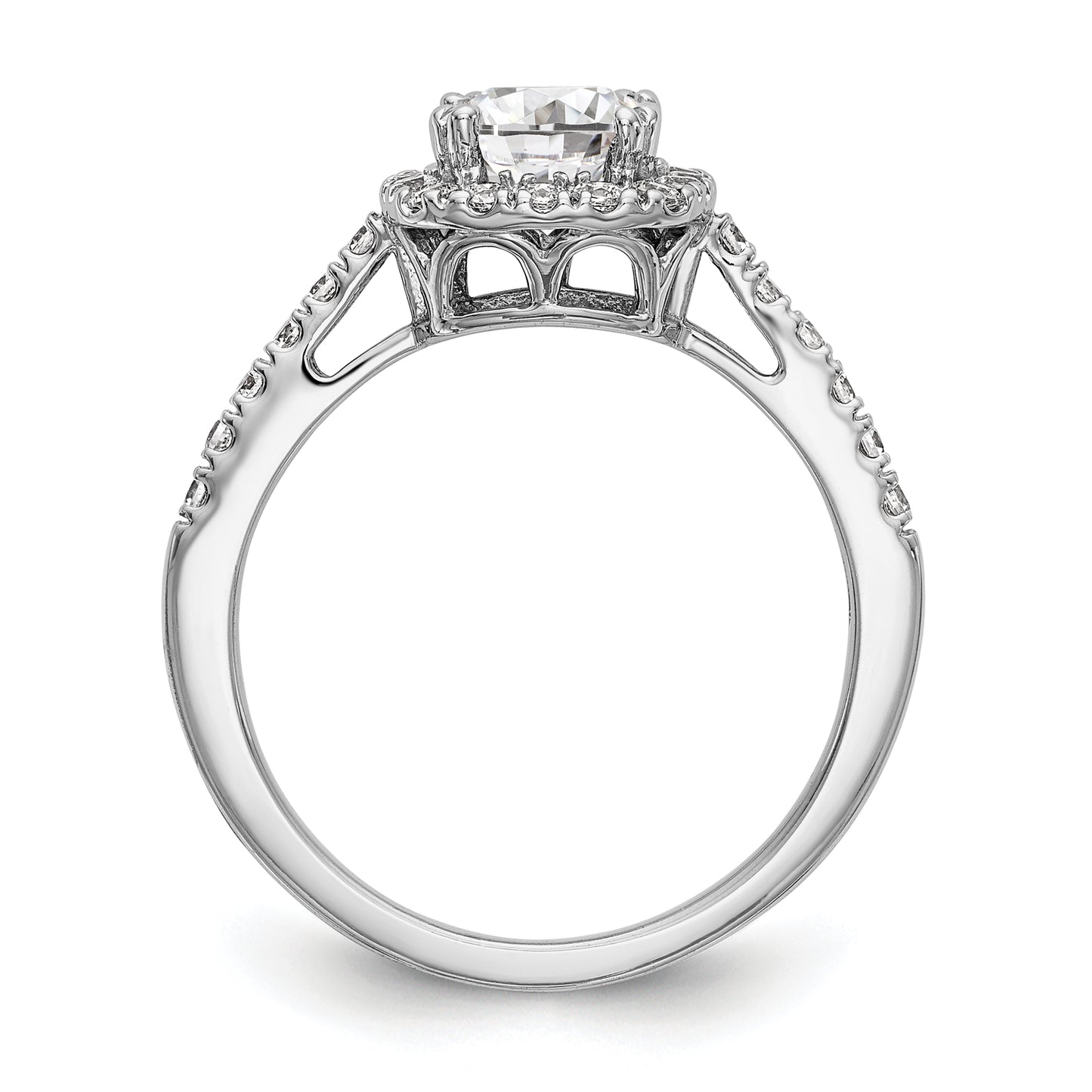 14k White Gold 3/8 Ct. Lab Grown Diamond VS/SI+ G+ 7/8 Ct. Center Cushion Engagement Ring