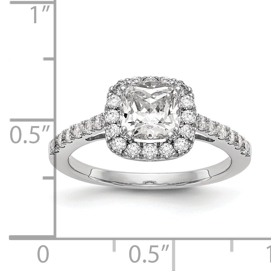 14k White Gold 3/8 Ct. Lab Grown Diamond VS/SI+ G+ 7/8 Ct. Center Cushion Engagement Ring