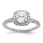 14k White Gold 3/8 Ct. Lab Grown Diamond VS/SI+ G+ 7/8 Ct. Center Cushion Engagement Ring