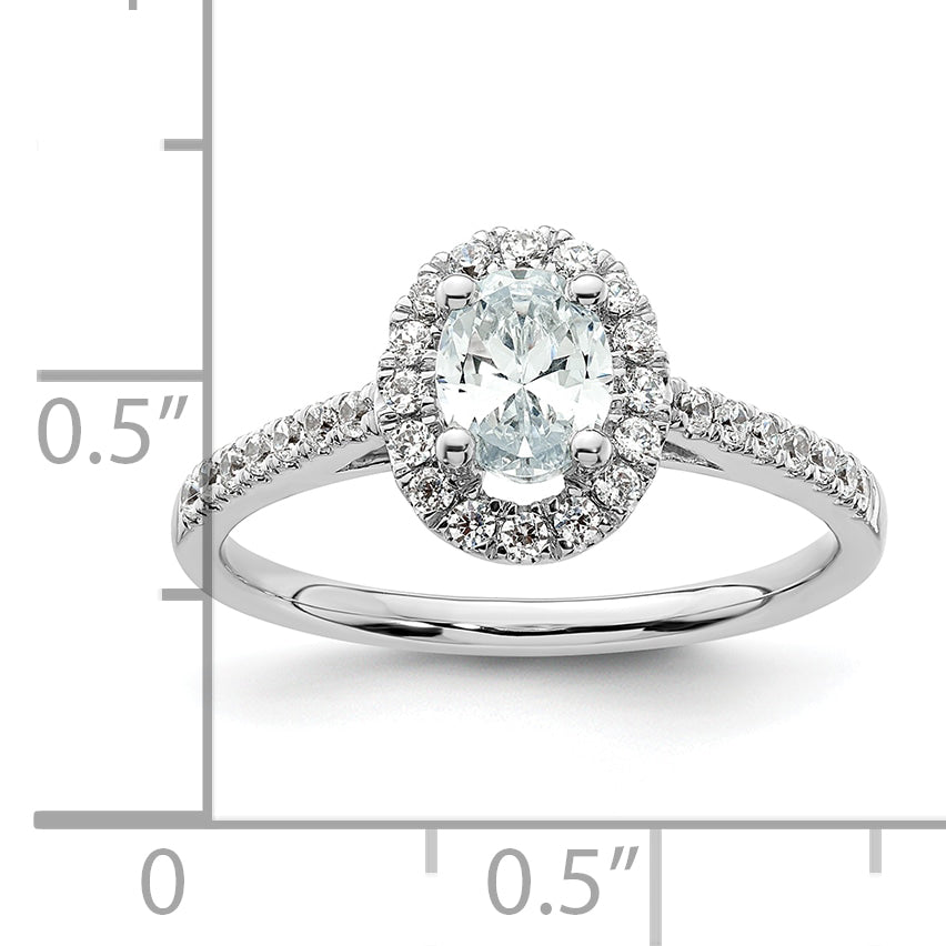 14k White Gold 3/4 Ct. Lab Grown Diamond VS/SI+ G+ Oval Halo Engagement Ring