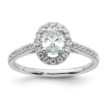 14k White Gold 3/4 Ct. Lab Grown Diamond VS/SI+ G+ Oval Halo Engagement Ring