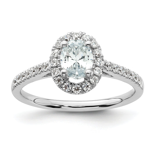 14k White Gold 3/4 Ct. Lab Grown Diamond VS/SI+ G+ Oval Halo Engagement Ring