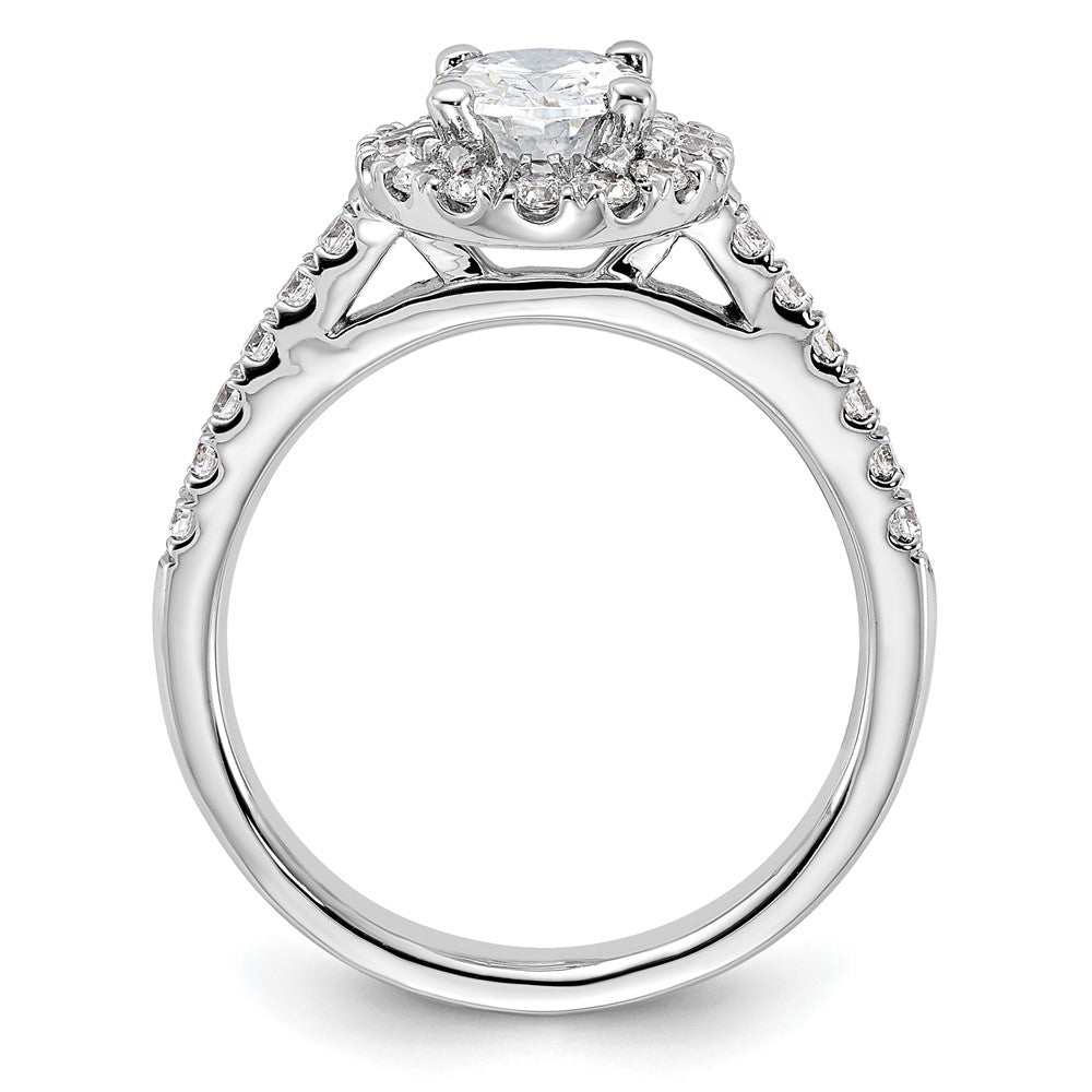 14k White Gold 1/2 Ct. Lab Grown Diamond VS/SI+ G+ 1 Ct. Center Oval Semi Mount Halo Engagement Ring