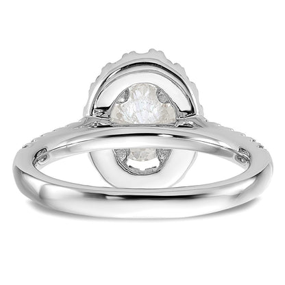 14k White Gold 1/2 Ct. Lab Grown Diamond VS/SI+ G+ 1 Ct. Center Oval Semi Mount Halo Engagement Ring