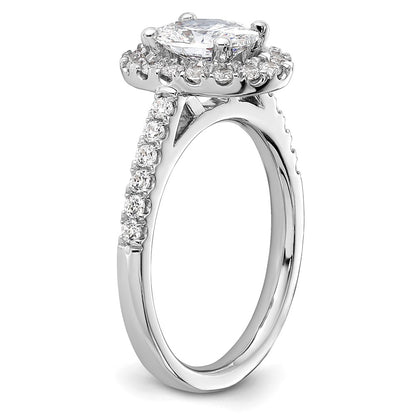 14k White Gold 1/2 Ct. Lab Grown Diamond VS/SI+ G+ 1 Ct. Center Oval Semi Mount Halo Engagement Ring