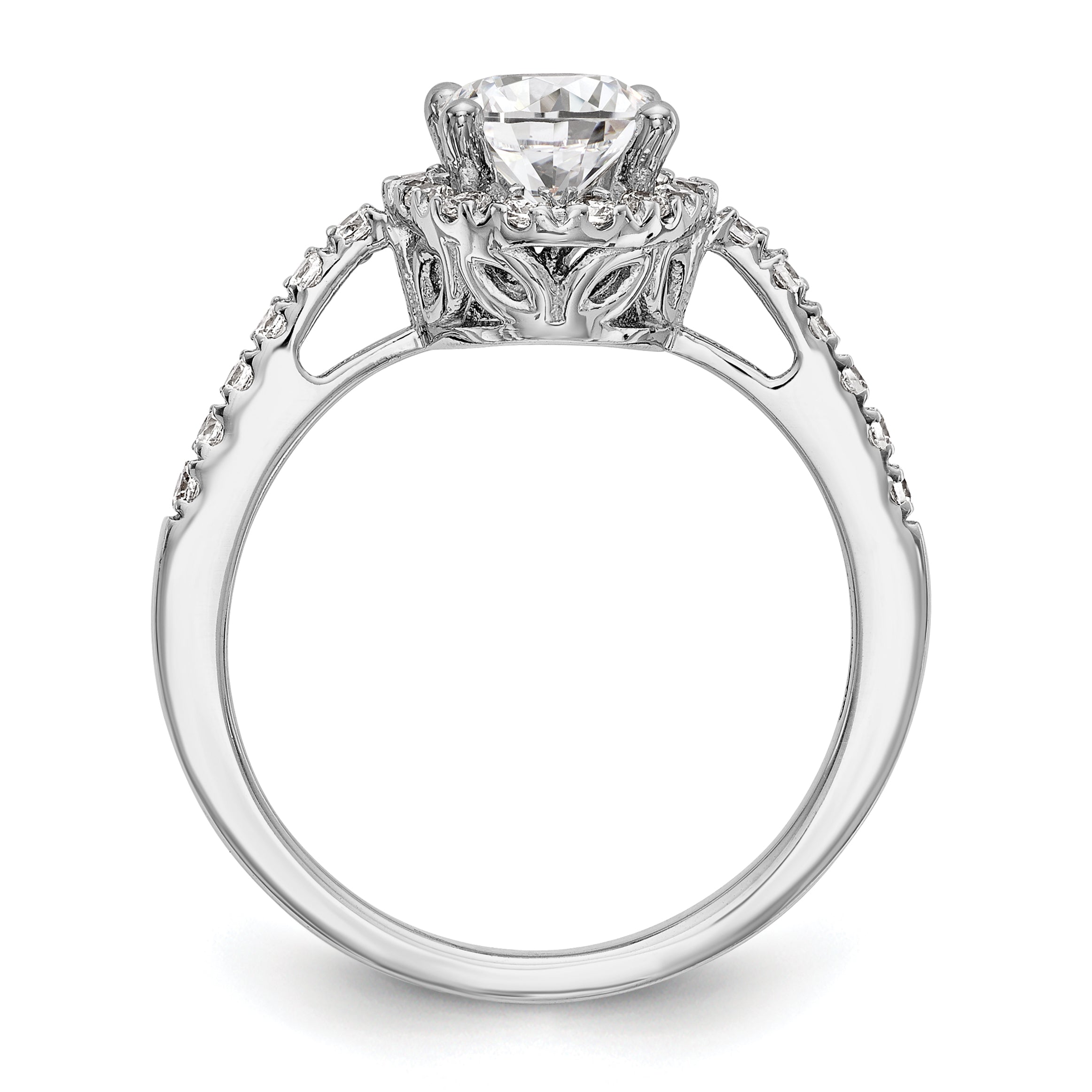 14K White Gold Halo Plus (Holds 1 Carat (7X5mm) Oval Center) 1/4 Diamond Semi Mount Engagement Ring