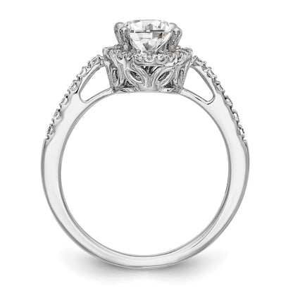 14K White Gold Halo Plus (Holds 1 Carat (7X5mm) Oval Center) 1/4 Diamond Semi Mount Engagement Ring