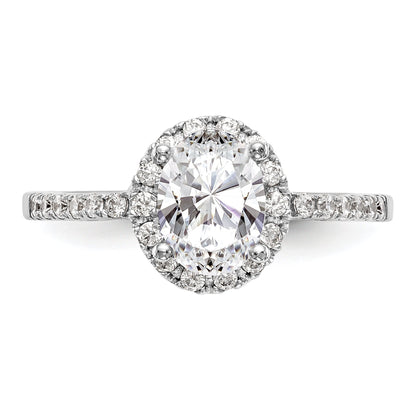 14K White Gold Halo Plus (Holds 1 Carat (7X5mm) Oval Center) 1/4 Diamond Semi Mount Engagement Ring